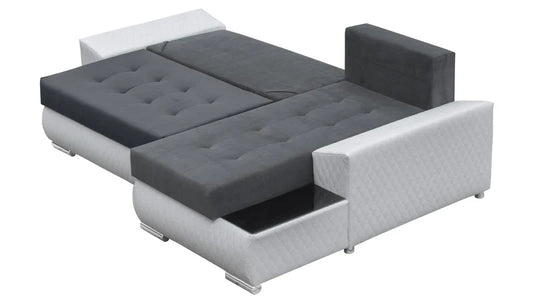 CORNER SOFA BED LONDON 2316/1114/60 252CM 2X STORAGE SPACE STAIN RESISTANT EASY CLEAN FABRIC / BONELL SPRINGS + FOAM