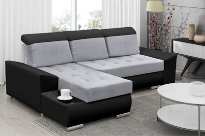 CORNER SOFA BED LONDON 2314/1114/60 252CM 2X STORAGE SPACE STAIN RESISTANT EASY CLEAN FABRIC / BONELL SPRINGS + FOAM