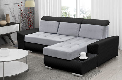 CORNER SOFA BED LONDON 2314/1114/60 252CM 2X STORAGE SPACE STAIN RESISTANT EASY CLEAN FABRIC / BONELL SPRINGS + FOAM