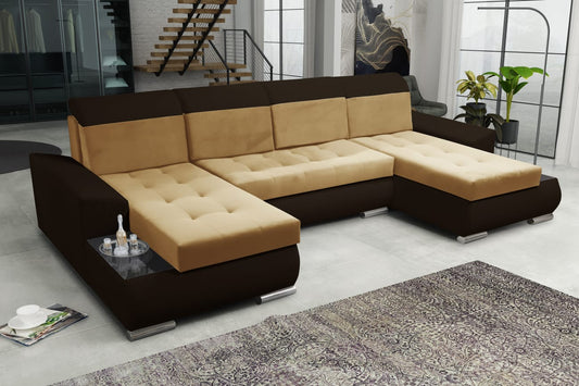 CORNER SOFA BED LONDON U SHAPE 2304/1116/60 322CM 3X STORAGE SPACE STAIN RESISTANT EASY CLEAN FABRIC / BONELL SPRINGS + FOAM