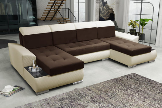 CORNER SOFA BED LONDON U SHAPE 2308/1124/60 322CM 3X STORAGE SPACE STAIN RESISTANT EASY CLEAN FABRIC / BONELL SPRINGS + FOAM