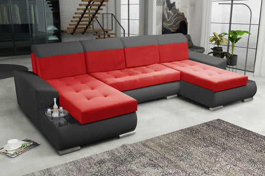 CORNER SOFA BED LONDON U SHAPE 2309/1114/60 322CM 3X STORAGE SPACE STAIN RESISTANT EASY CLEAN FABRIC / BONELL SPRINGS + FOAM