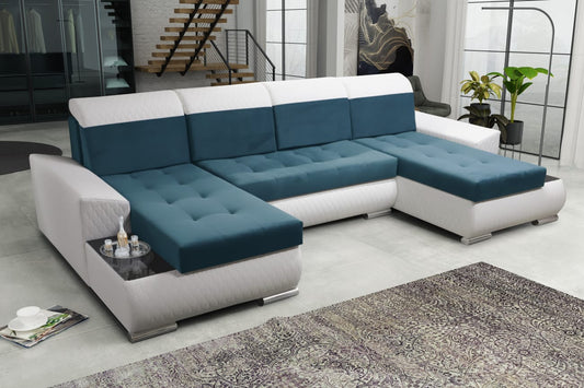 CORNER SOFA BED LONDON U SHAPE 2313/1115/60 322CM 3X STORAGE SPACE STAIN RESISTANT EASY CLEAN FABRIC / BONELL SPRINGS + FOAM