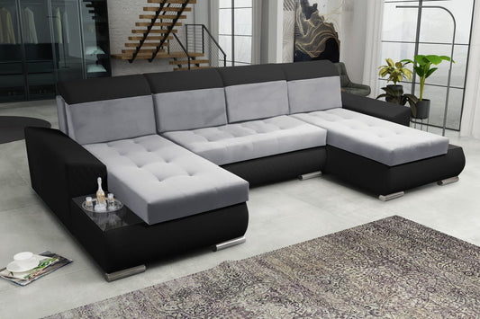CORNER SOFA BED LONDON U SHAPE 2314/1114/60 322CM 3X STORAGE SPACE STAIN RESISTANT EASY CLEAN FABRIC / BONELL SPRINGS + FOAM
