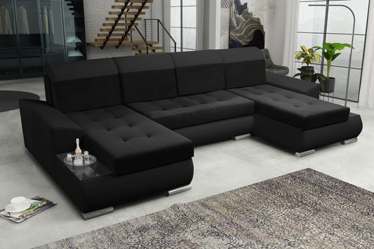 CORNER SOFA BED LONDON U SHAPE 2316/1114/60 322CM 3X STORAGE SPACE STAIN RESISTANT EASY CLEAN FABRIC / BONELL SPRINGS + FOAM