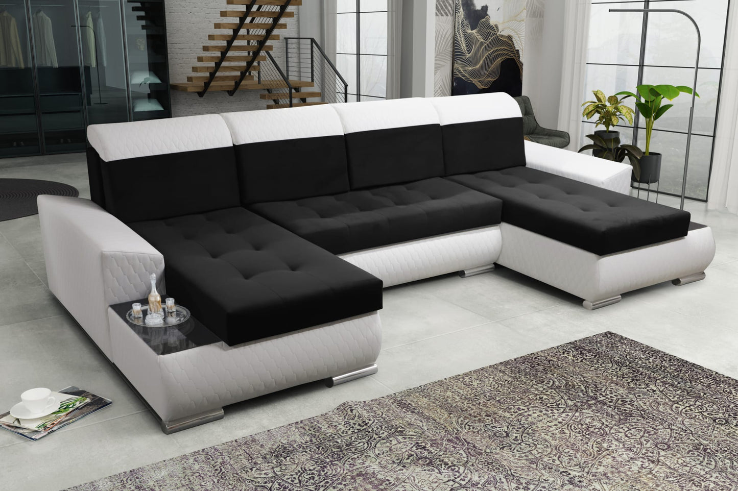 CORNER SOFA BED LONDON U SHAPE 2316/1115/60 322CM 3X STORAGE SPACE STAIN RESISTANT EASY CLEAN FABRIC / BONELL SPRINGS + FOAM