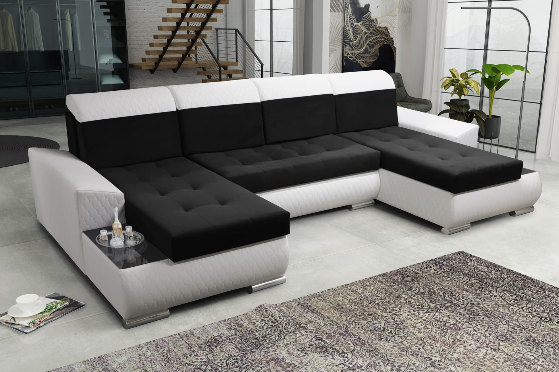 CORNER SOFA BED LONDON U SHAPE 2316/1115/60 322CM 3X STORAGE SPACE STAIN RESISTANT EASY CLEAN FABRIC / BONELL SPRINGS + FOAM