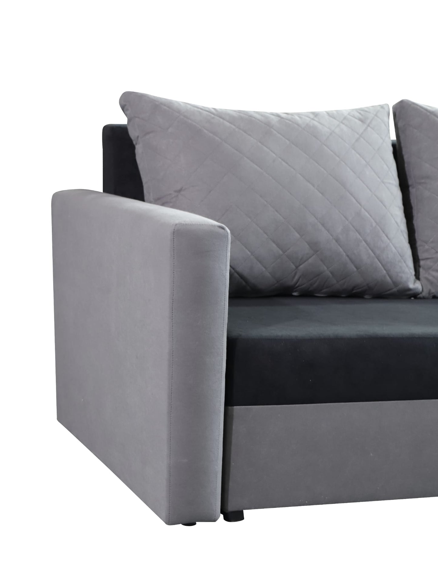 CORNER SOFA BED KEN BLACK/DARK GREY 15+27 222cm universal RIGHT/LEFT CORNER / FOAM