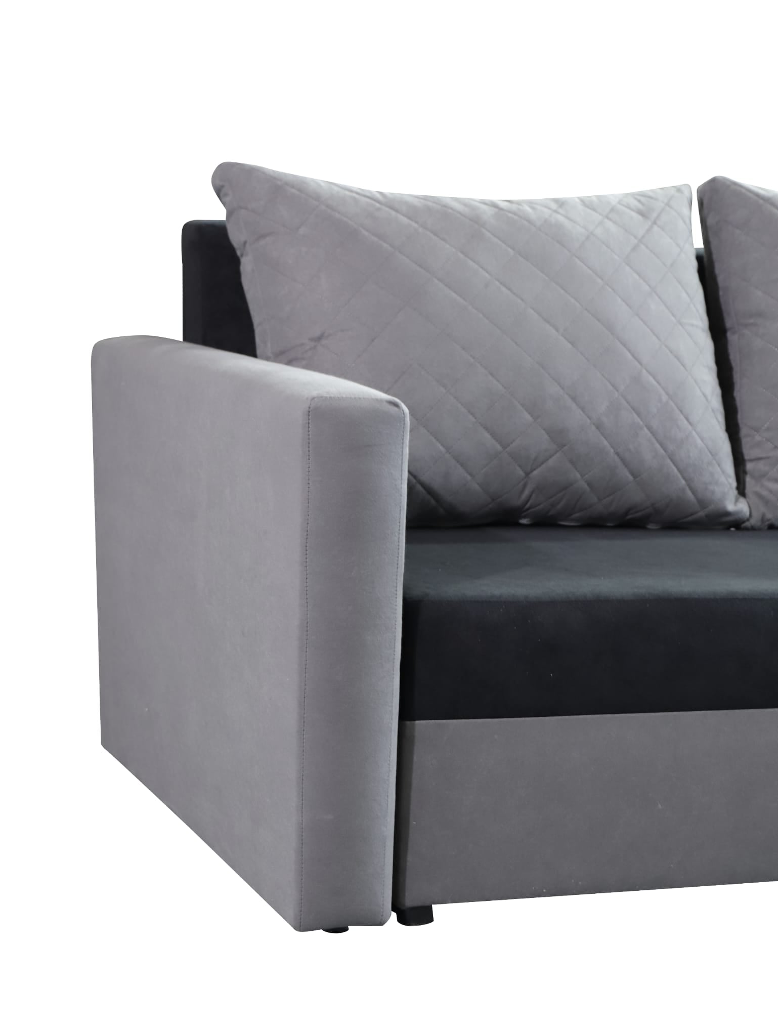 CORNER SOFA BED KEN BLACK/DARK GREY 15+27 222cm universal RIGHT/LEFT CORNER / FOAM
