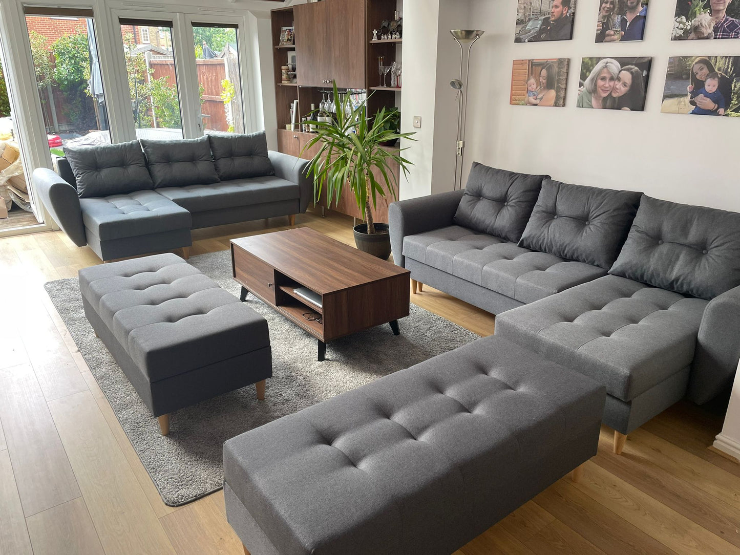 CORNER SOFA BED PALMO 2X STORAGE SPACE MALMO 95 GREY 240cm universal RIGHT/LEFT CORNER / BONELL SPRINGS + FOAM