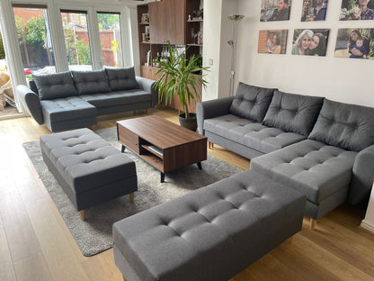 CORNER SOFA BED PALMO 2X STORAGE SPACE MALMO 95 GREY 240cm universal RIGHT/LEFT CORNER / BONELL SPRINGS + FOAM