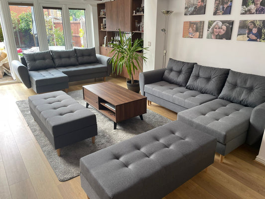 CORNER SOFA BED PALMO 2X STORAGE SPACE MALMO 95 GREY 240cm universal RIGHT/LEFT CORNER / BONELL SPRINGS + FOAM