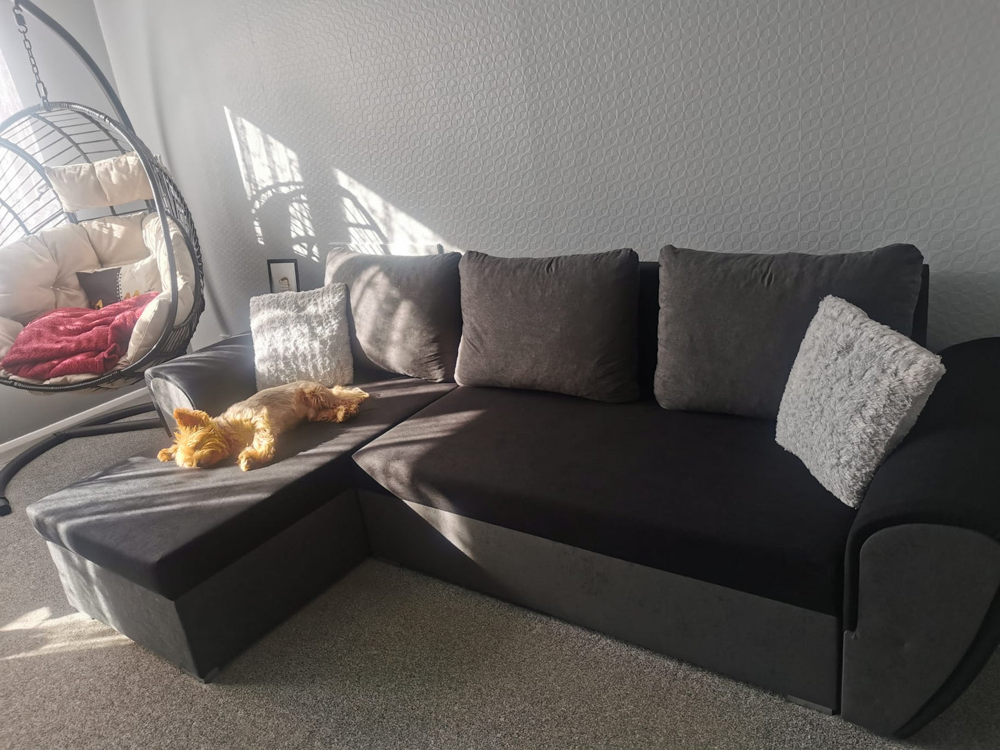 UNIVERSAL CORNER SOFA BED IRIS BLACK/GREY 260CM  / FOAM