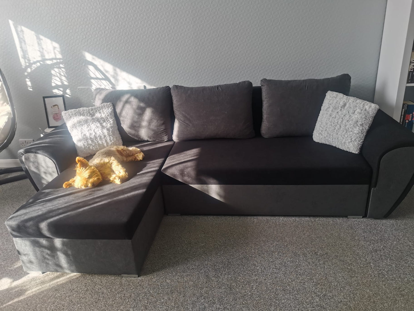 UNIVERSAL CORNER SOFA BED IRIS BLACK/GREY 260CM  / FOAM