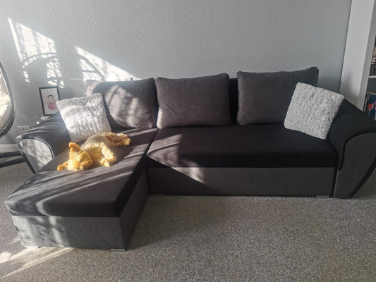 UNIVERSAL CORNER SOFA BED IRIS BLACK/GREY 260CM  / FOAM