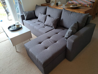 UNIVERSAL CORNER SOFA BED LOTUS 229CM GREY SAWANA 05 2X STORAGE SPACE / FOAM 2X STORAGE