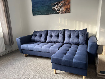CORNER SOFA BED PALMO 2X STORAGE SPACE BLUE MALMO 79 240cm universal RIGHT/LEFT CORNER / BONELL SPRINGS + FOAM