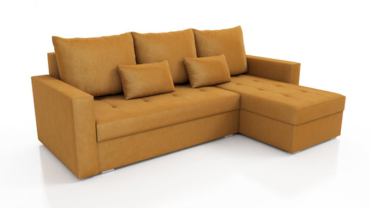 UNIVERSAL CORNER SOFA BED LOTUS 229CM YELLOW KRONOS 01 2X STORAGE SPACE / FOAM 2X STORAGE