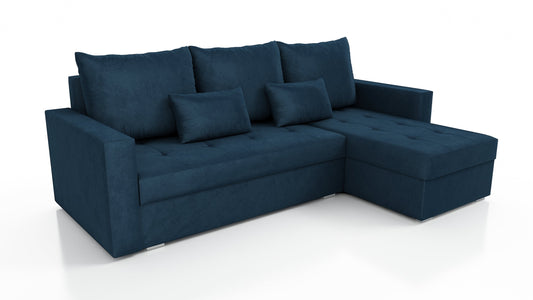 UNIVERSAL CORNER SOFA BED LOTUS 229CM BLUE KRONOS 09 2X STORAGE SPACE / FOAM 2X STORAGE