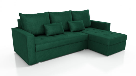 UNIVERSAL CORNER SOFA BED LOTUS 229CM GREEN KRONOS 19 2X STORAGE SPACE / FOAM 2X STORAGE