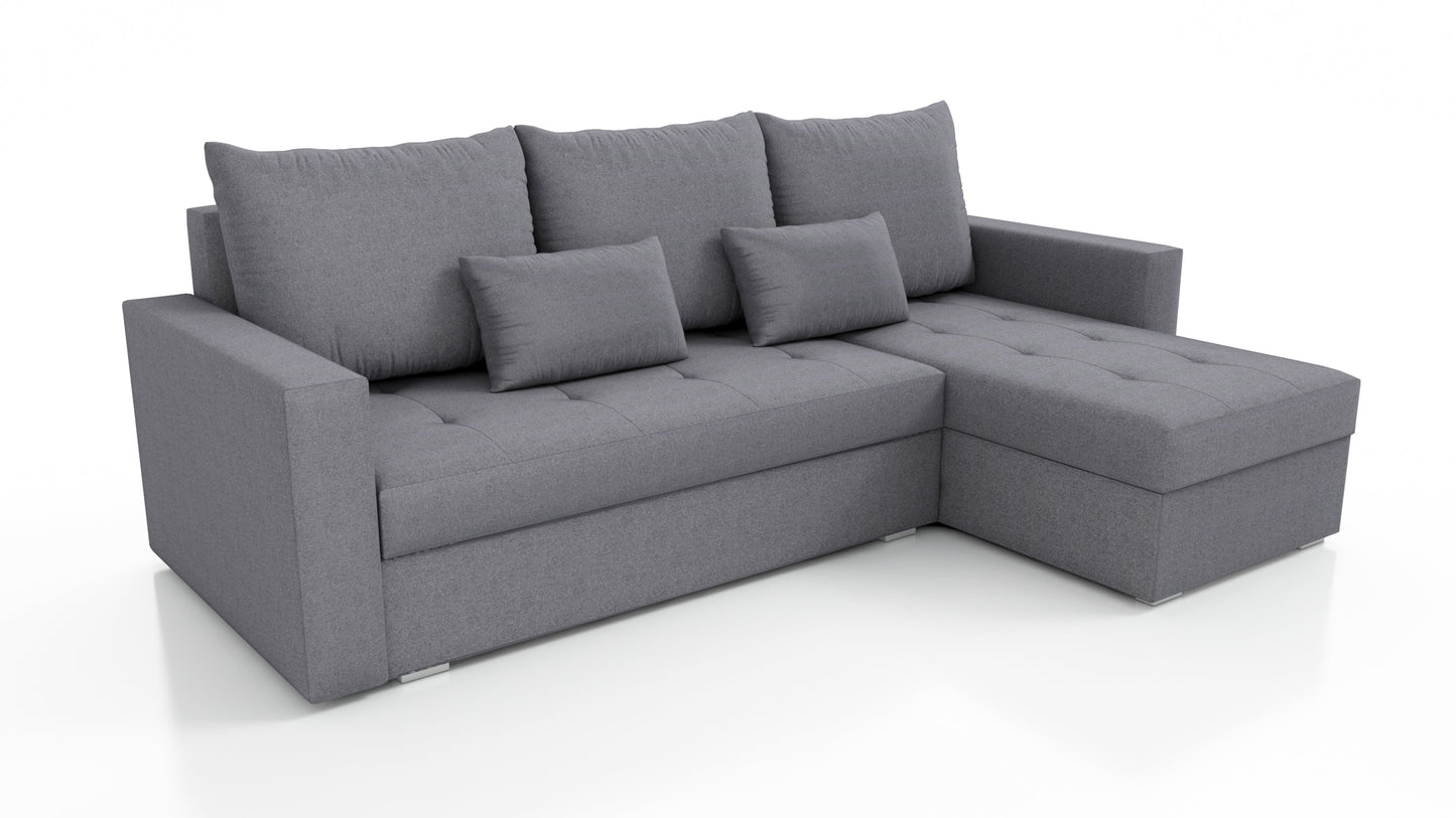 UNIVERSAL CORNER SOFA BED LOTUS 229CM GREY SAWANA 05 2X STORAGE SPACE / FOAM 2X STORAGE