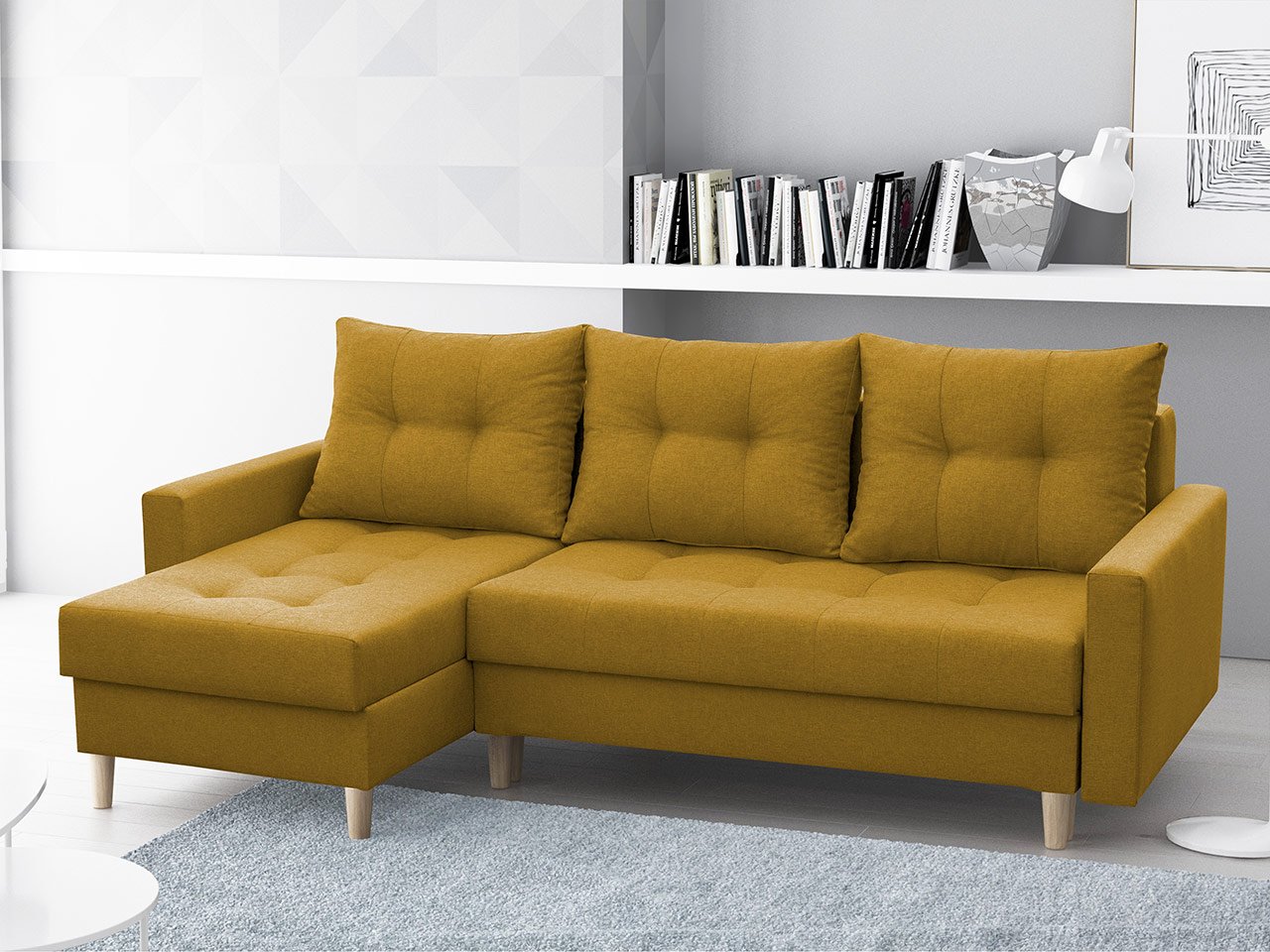 CORNER SOFA BED BRIAN 222x140CM 2X STORAGE SPACE  Universal  CORNER RIGHT/LEFT  / BONELL SPINGS + FOAM