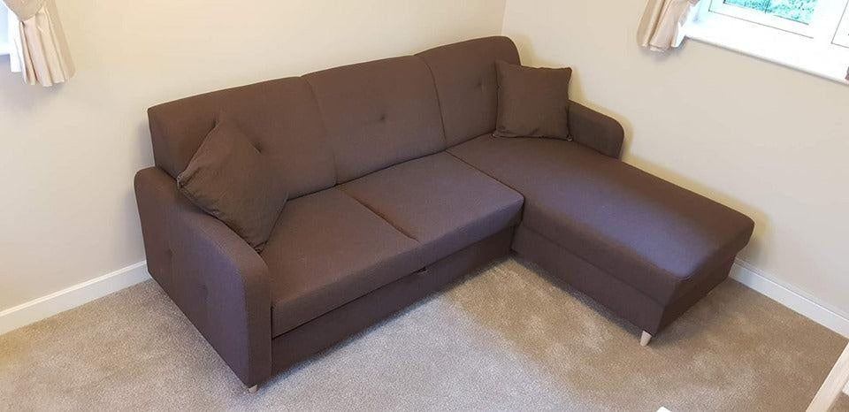 CORNER SOFA BED MILLI HUGO 28 BROWN 220cm / SPRINGS + FOAM