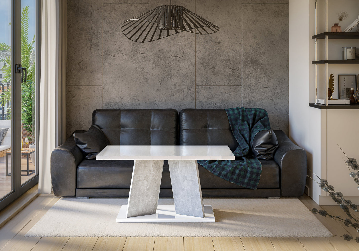 COFFEE TABLE MUFO WHITE GLOSS / STONE GREY