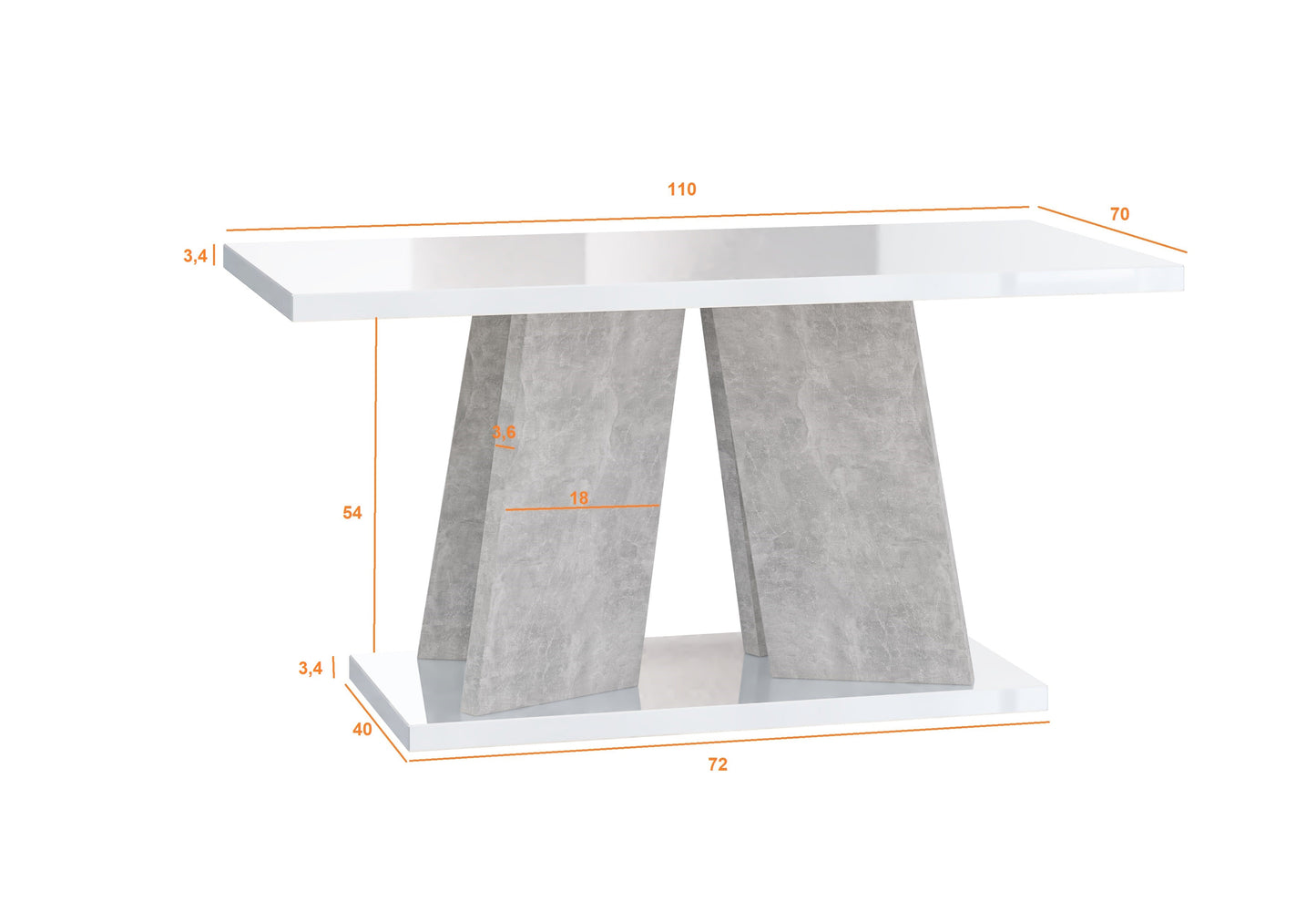 COFFEE TABLE MUFO WHITE GLOSS / STONE GREY