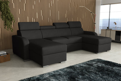 NEW! CORNER SOFA BED ASTEE U SHAPE EASY CLEAN FABRIC ADJUSTABLE HEADREST / SPRINGS + FOAM