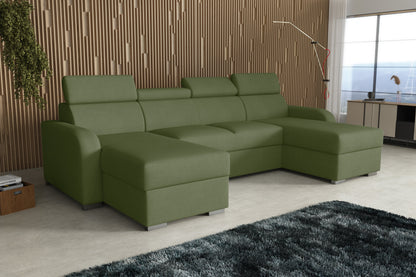 NEW! CORNER SOFA BED ASTEE U SHAPE EASY CLEAN FABRIC ADJUSTABLE HEADREST / SPRINGS + FOAM