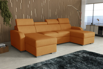 NEW! CORNER SOFA BED ASTEE U SHAPE EASY CLEAN FABRIC ADJUSTABLE HEADREST / SPRINGS + FOAM