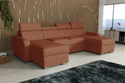 NEW! CORNER SOFA BED ASTEE U SHAPE EASY CLEAN FABRIC ADJUSTABLE HEADREST / SPRINGS + FOAM