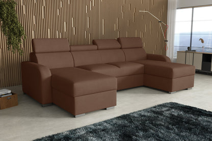 NEW! CORNER SOFA BED ASTEE U SHAPE EASY CLEAN FABRIC ADJUSTABLE HEADREST / SPRINGS + FOAM