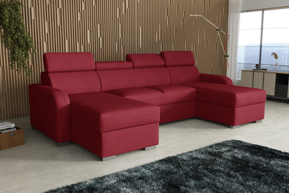 NEW! CORNER SOFA BED ASTEE U SHAPE CROWN FABRIC EASY CLEAN FABRIC ADJUSTABLE HEADREST / SPRINGS + FOAM