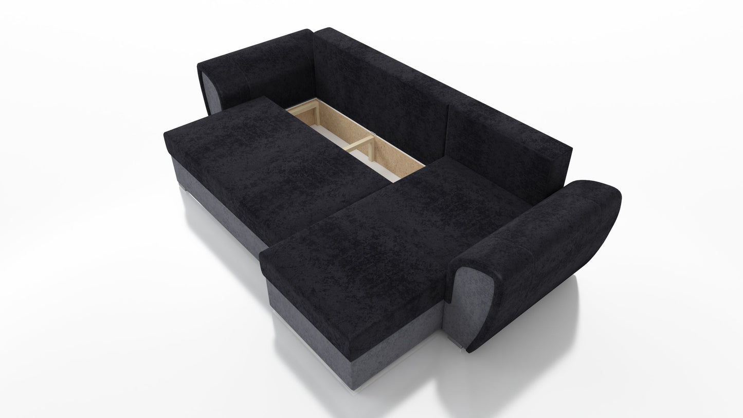 UNIVERSAL CORNER SOFA BED IRIS BLACK/GREY 260CM  / FOAM
