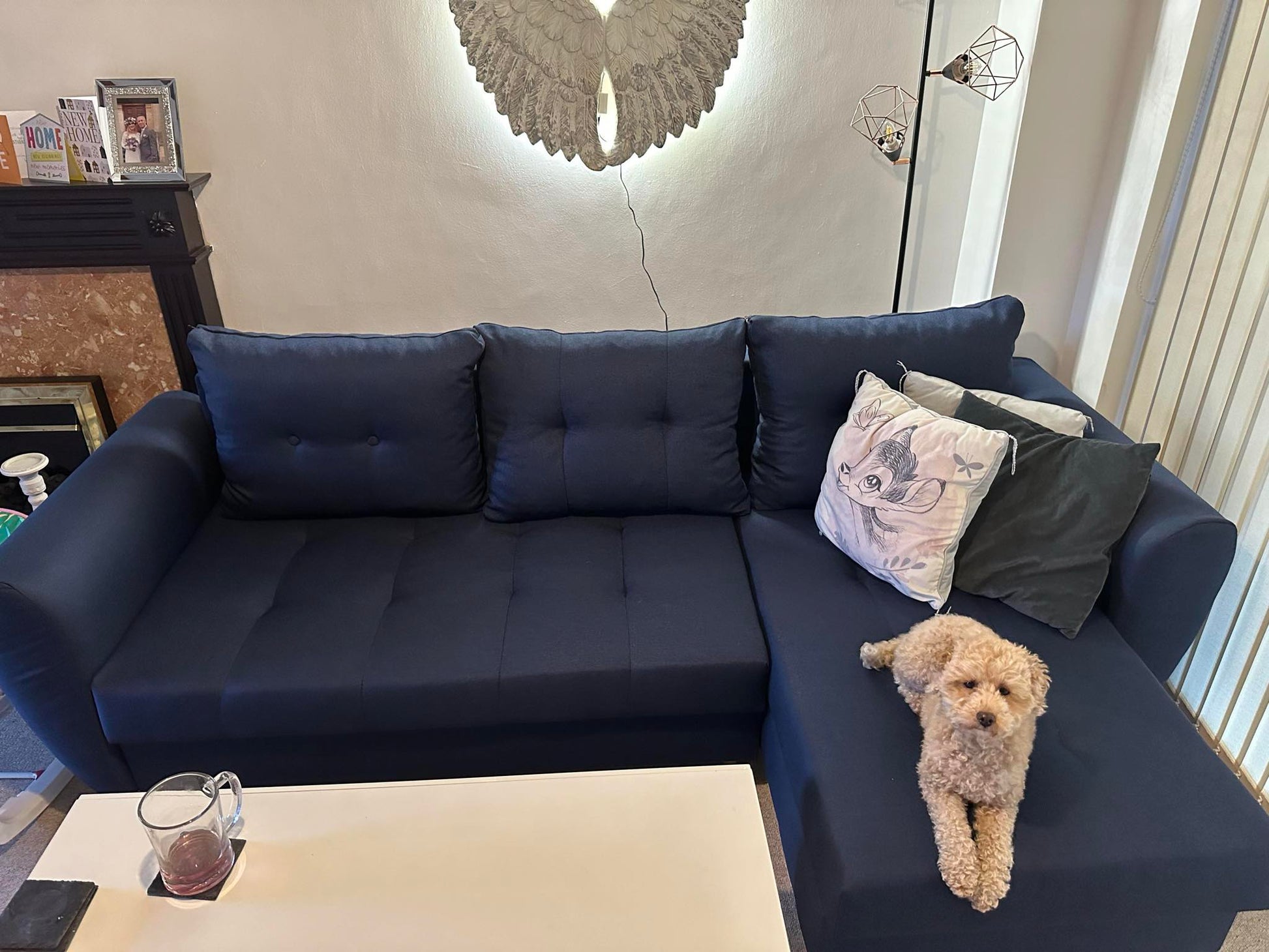 CORNER SOFA BED PALMO 2X STORAGE SPACE BLUE MALMO 79 240cm universal RIGHT/LEFT CORNER / BONELL SPRINGS + FOAM