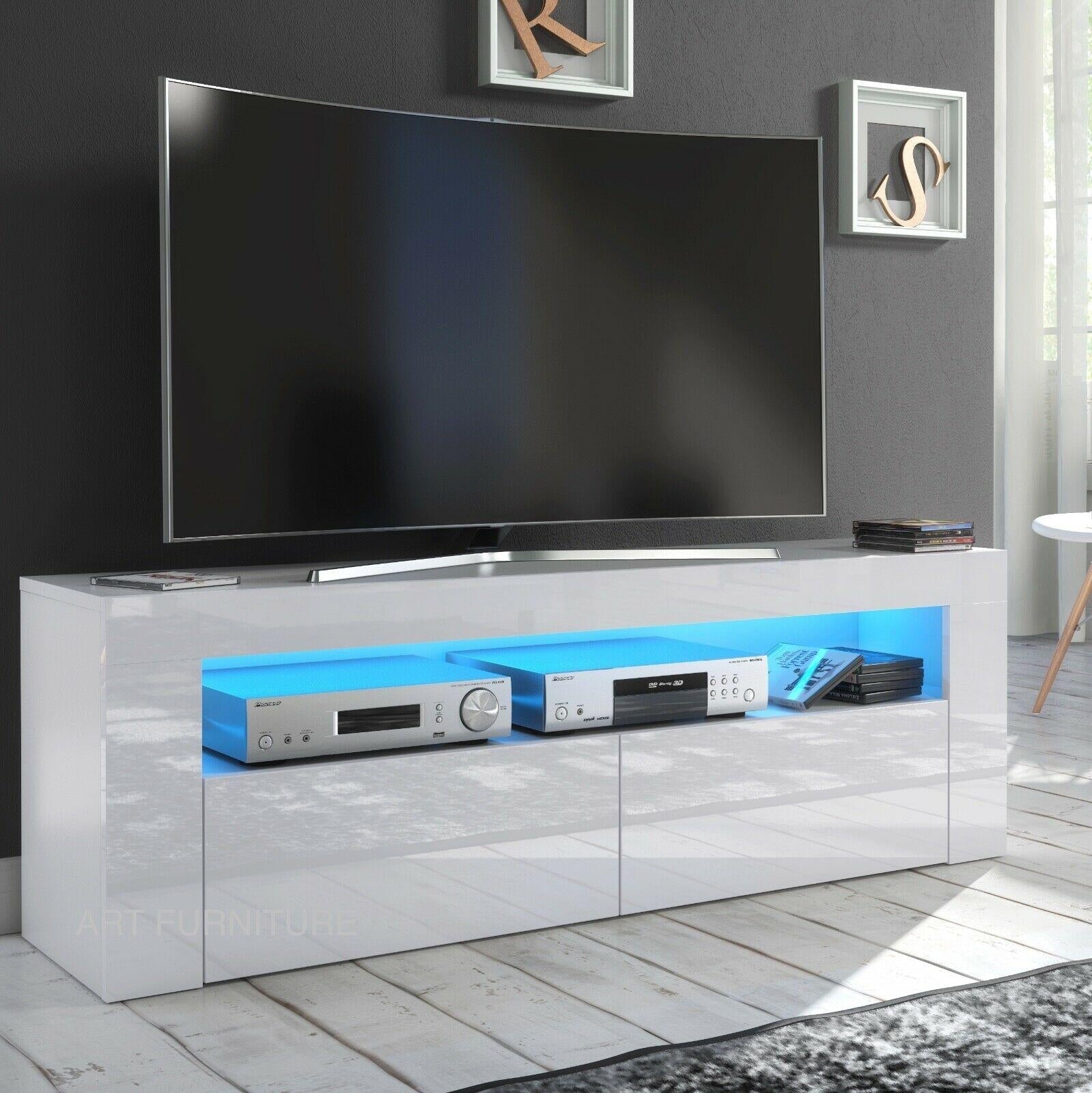 TV STAND DACO 2 WHITE GLOSS FRONTS 140CM