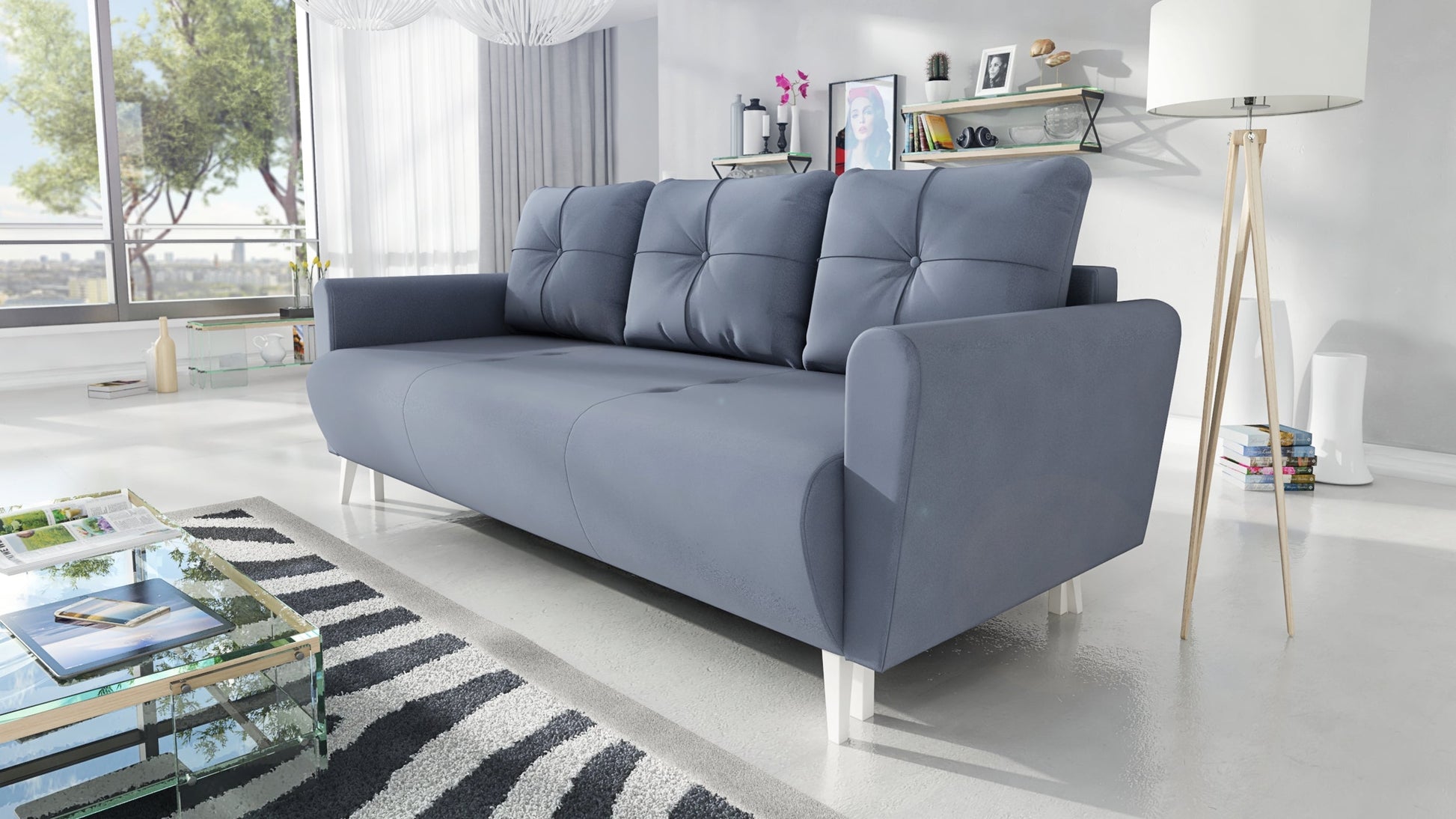 SOFA BED MONE CHOICE OF COLOR 221CM SEASY CLEAN FABRIC / BONELL SPRINGS + FOAM