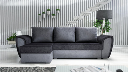 UNIVERSAL CORNER SOFA BED IRIS BLACK/GREY 260CM  / FOAM