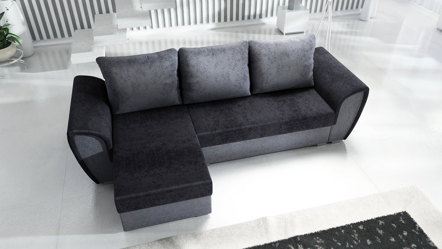 UNIVERSAL CORNER SOFA BED IRIS BLACK/GREY 260CM  / FOAM