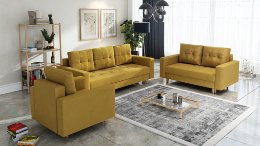 CANDY SOFA BEDS SET 3+2+1 / BONELL SPRINGS + FOAM / CHOICE OF MANY COLORS