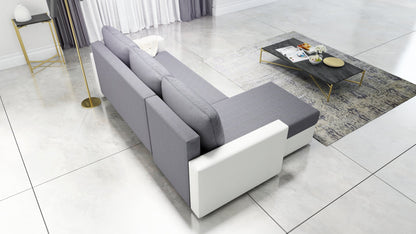 CORNER SOFA BED FOXY UNIVERSAL CORNER SAWANA 05 / WHITE FAUX LEATHER  / FOAM