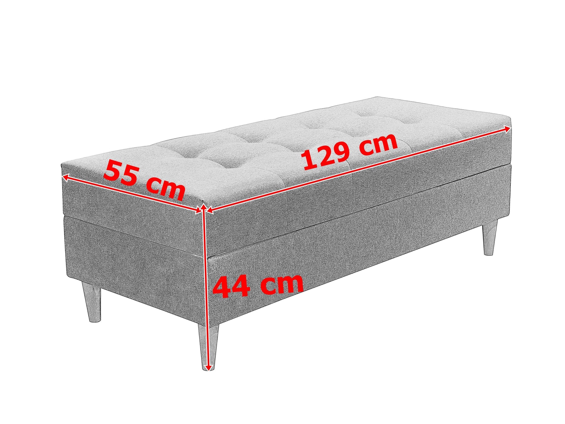 OTTOMAN STORAGE BOX 129X55CM MATCHING WITH SOFA BRIAN AND PALMO CHOICE OF COLORS