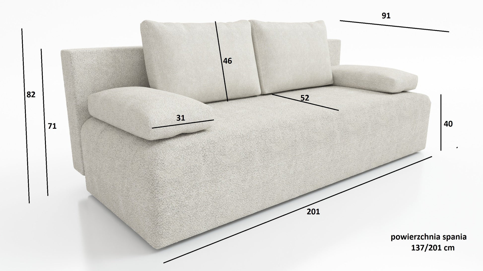NEW!! SOFA BED ZOYA 201cm POSO 105